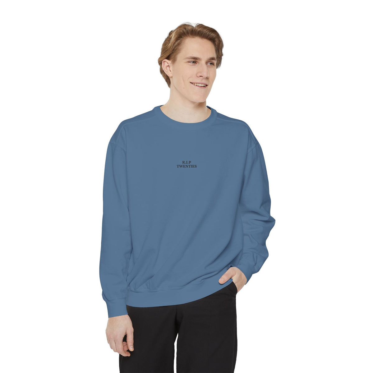 Minimalist "Be Kind" White Sweatshirt — Small Chest Text Crewneck