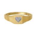 Gold Stainless Steel Square Signet Ring — Engraved Heart Personalized Jewelry