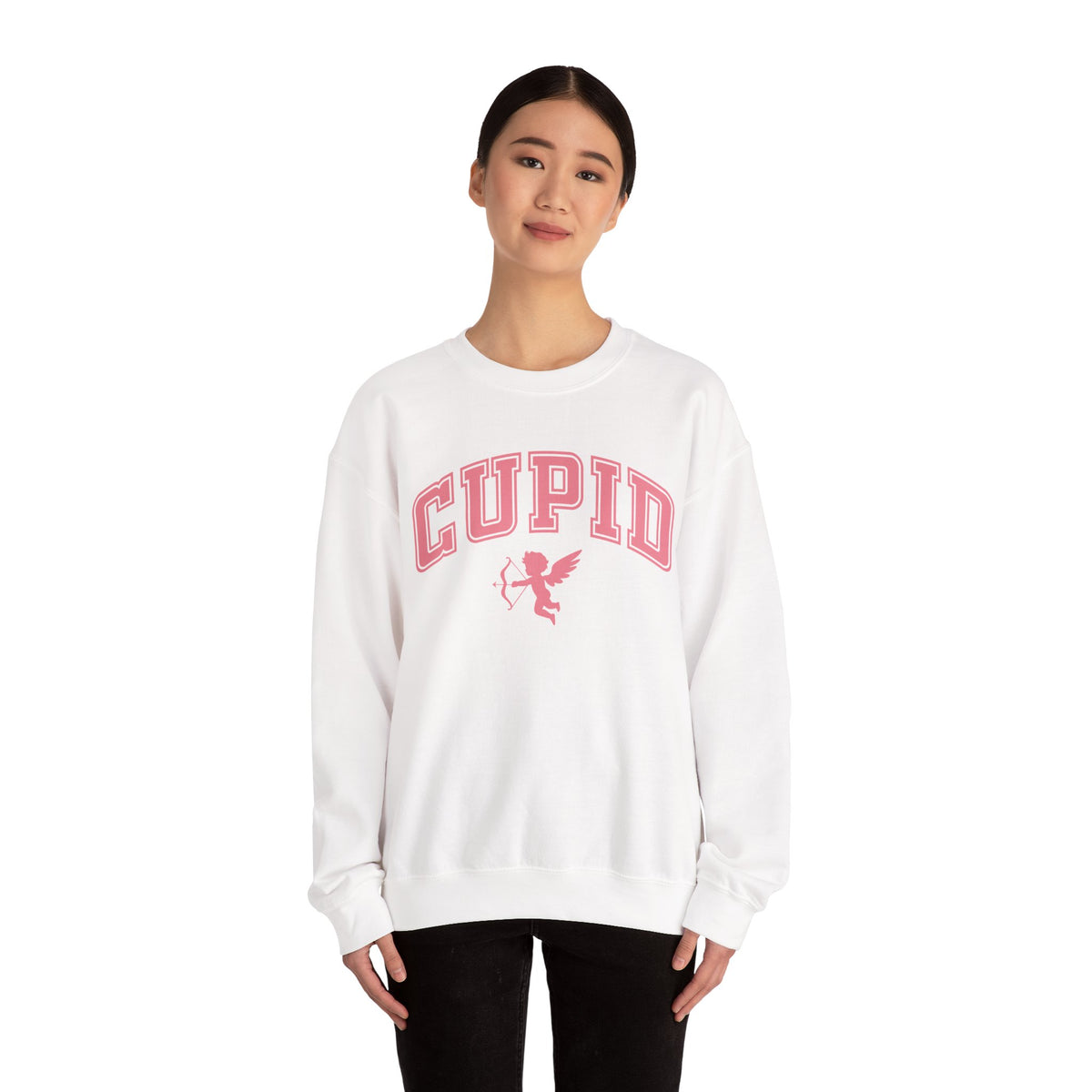 Crewneck Sweatshirt — Minimal Line Art Heart "I (heart) you" Back Design