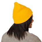 Embroidered Heart & Bat Cuffed Beanie — Cute Gothic Valentine Knit Hat