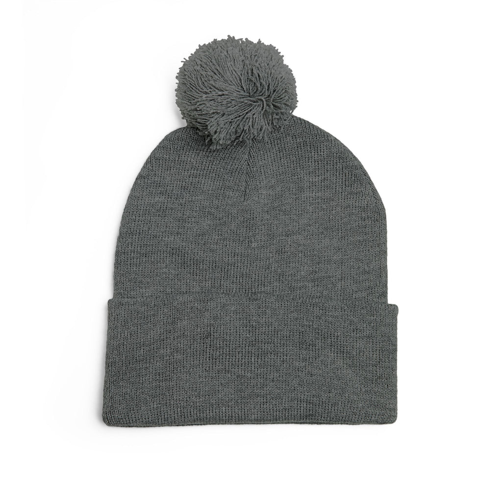 Embroidered Pom-Pom Knit Cap — 'Cupid' Orange Logo Beanie