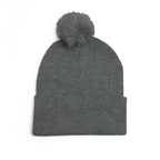 Embroidered Pom-Pom Knit Cap — 'Cupid' Orange Logo Beanie