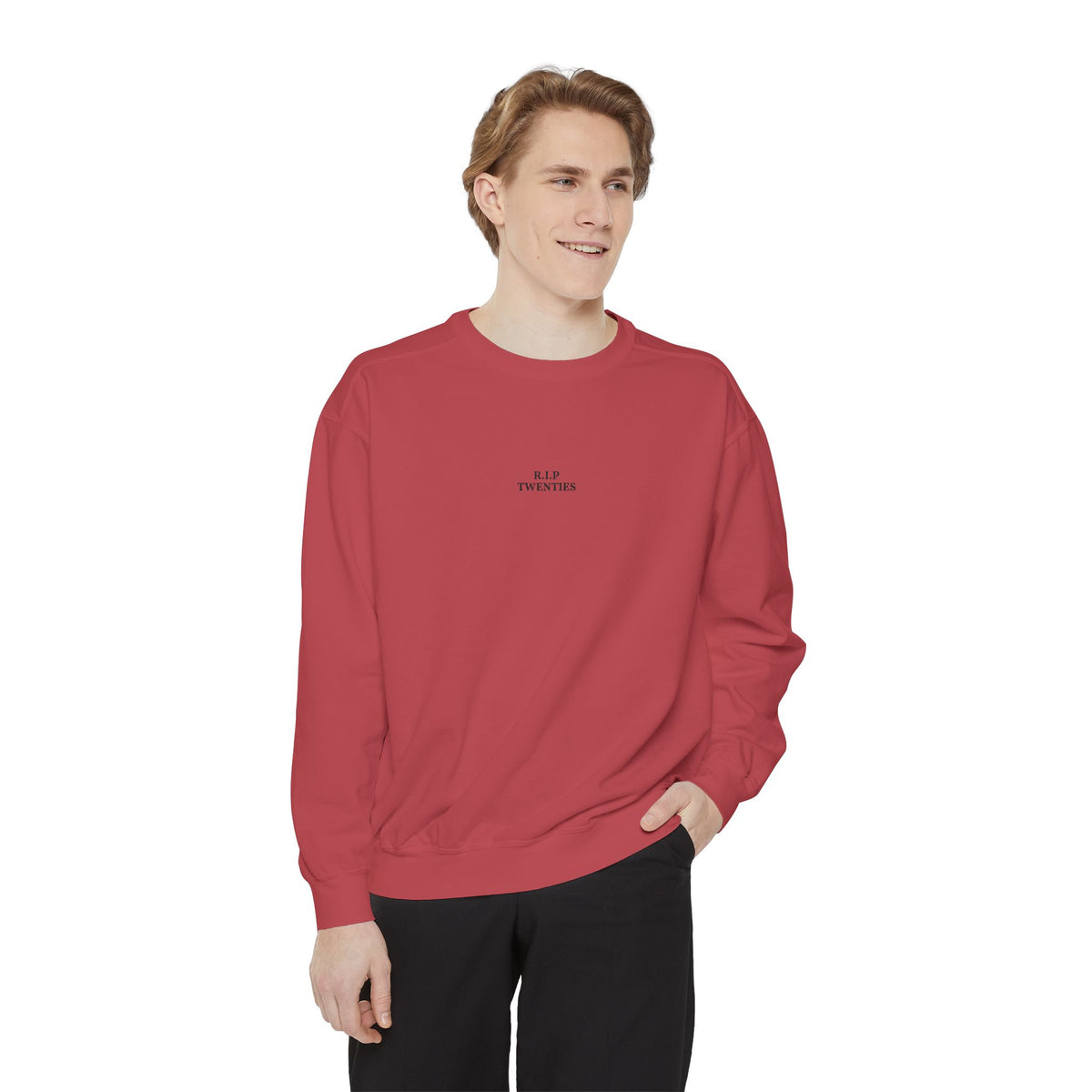 Minimalist "Be Kind" White Sweatshirt — Small Chest Text Crewneck