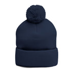 Embroidered Pom-Pom Knit Cap — 'Cupid' Orange Logo Beanie