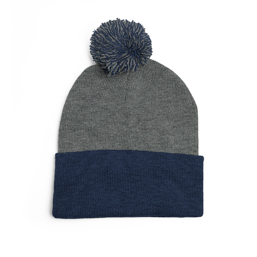 Embroidered Pom-Pom Knit Cap — 'Cupid' Orange Logo Beanie
