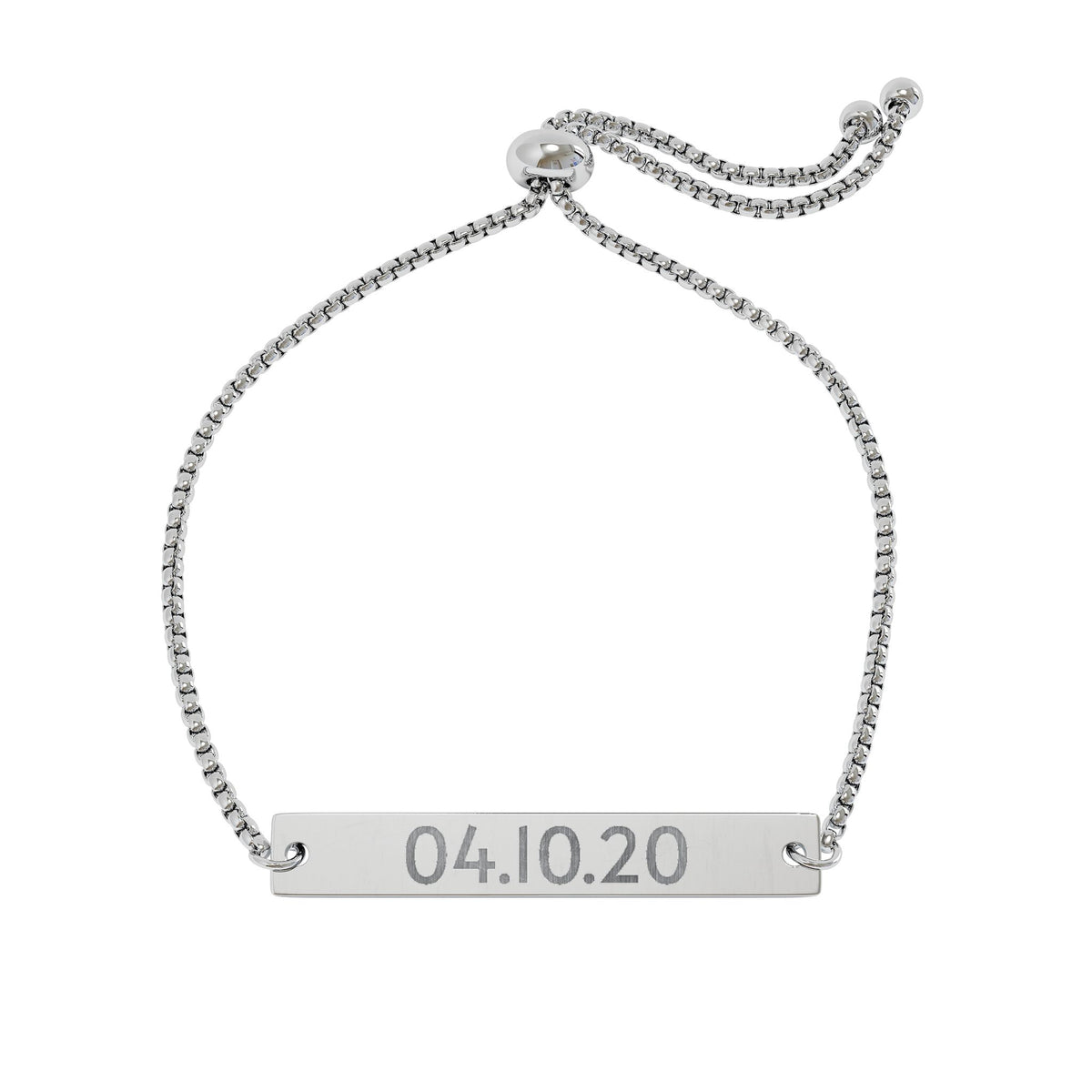 Engravable Date Bar Bracelet — Adjustable Personalized Gold/ Rose Gold