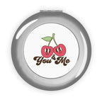 Compact Travel Mirror — Cute 'You & Me' Cherry Pocket Mirror