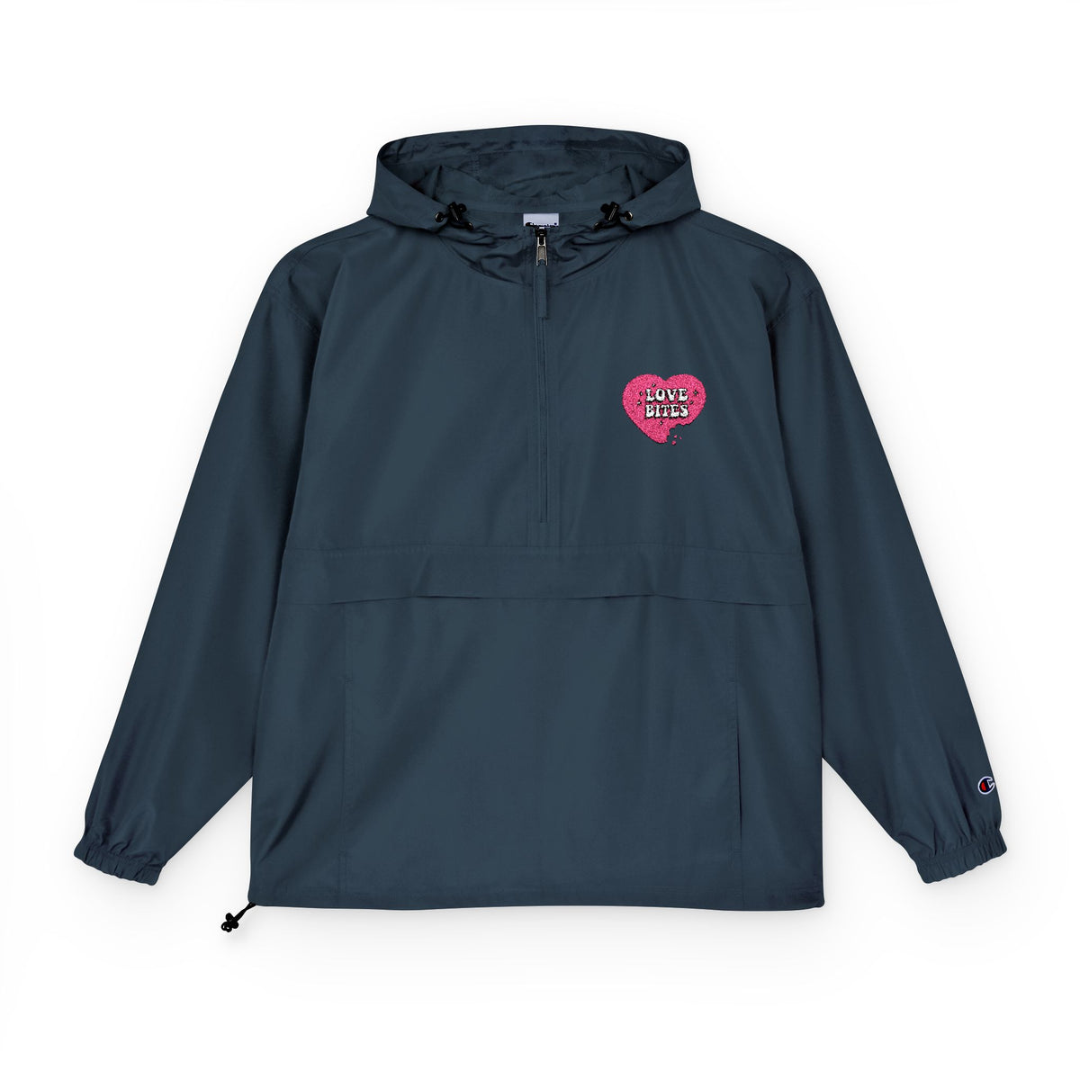 Packable Anorak Jacket — Orange Heart Sequin Patch
