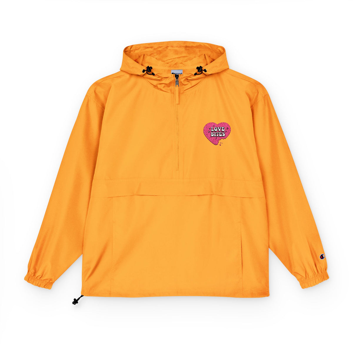 Packable Anorak Jacket — Orange Heart Sequin Patch