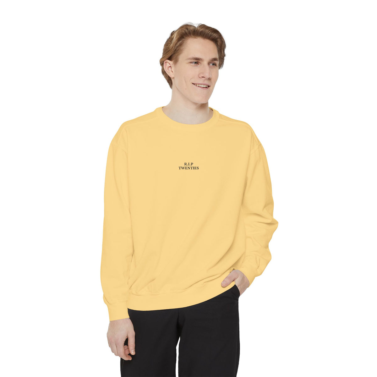 Minimalist "Be Kind" White Sweatshirt — Small Chest Text Crewneck
