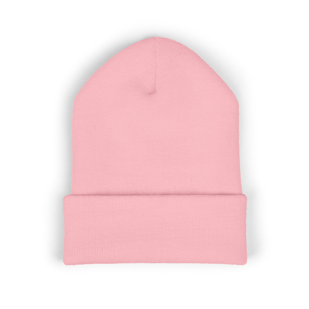 Embroidered Heart & Bat Cuffed Beanie — Cute Gothic Valentine Knit Hat