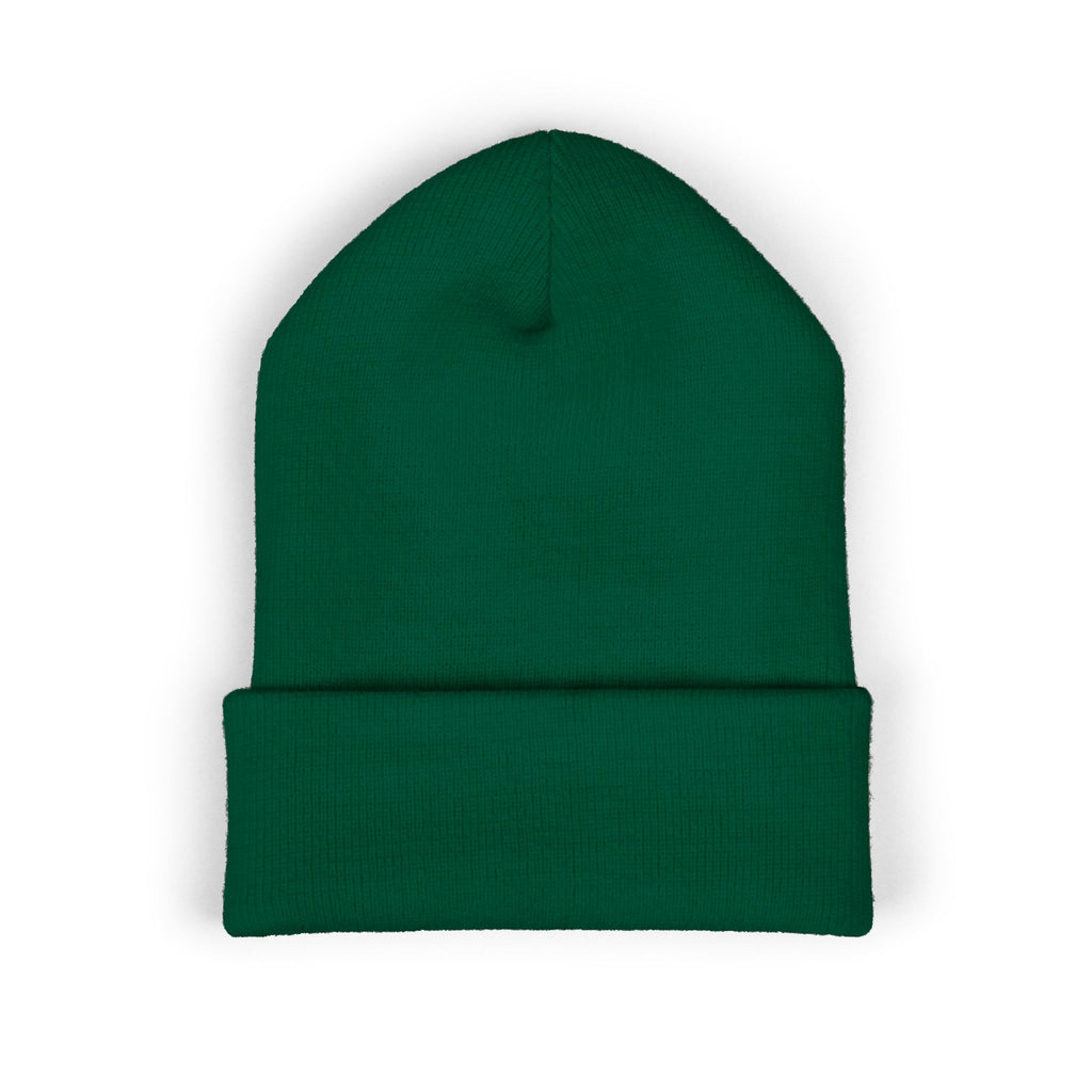 Embroidered Heart & Bat Cuffed Beanie — Cute Gothic Valentine Knit Hat