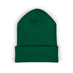 Embroidered Heart & Bat Cuffed Beanie — Cute Gothic Valentine Knit Hat