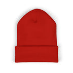 Embroidered Heart & Bat Cuffed Beanie — Cute Gothic Valentine Knit Hat