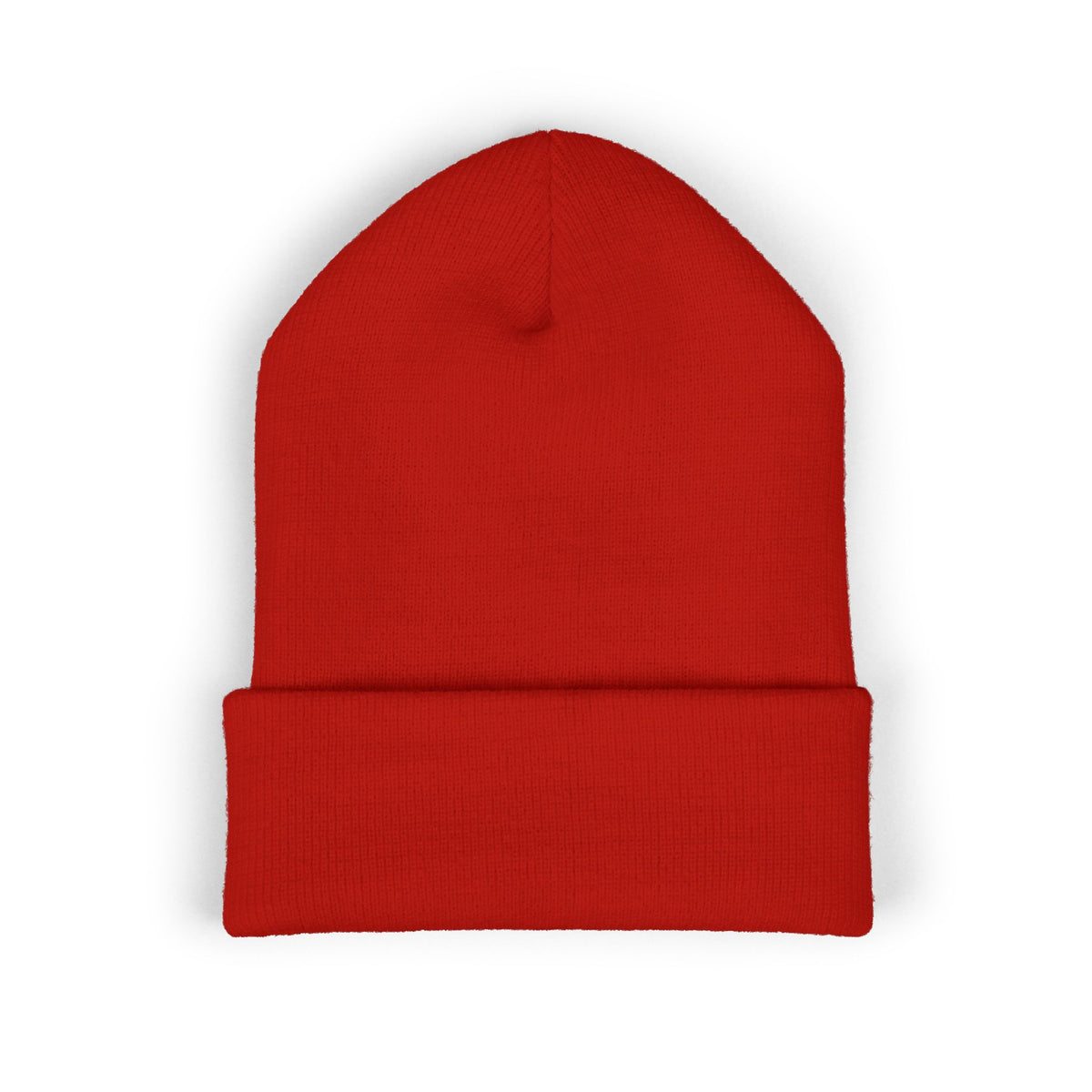 Embroidered Heart & Bat Cuffed Beanie — Cute Gothic Valentine Knit Hat