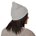 Embroidered Heart & Bat Cuffed Beanie — Cute Gothic Valentine Knit Hat
