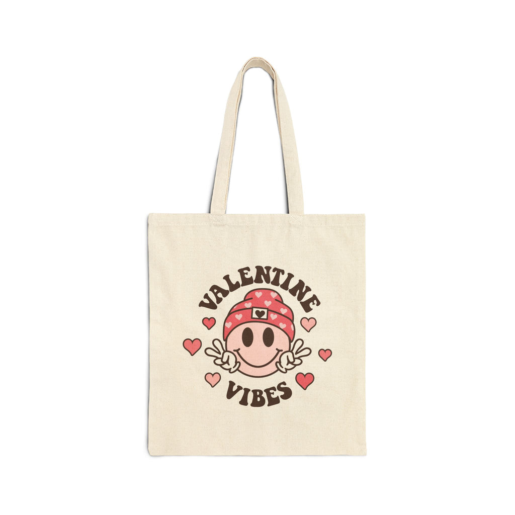 Valentine Vibes Tote Bag — Cute Heart Smile Canvas Shopper