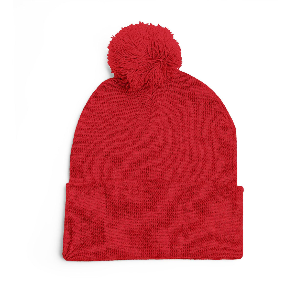 Embroidered Pom-Pom Knit Cap — 'Cupid' Orange Logo Beanie