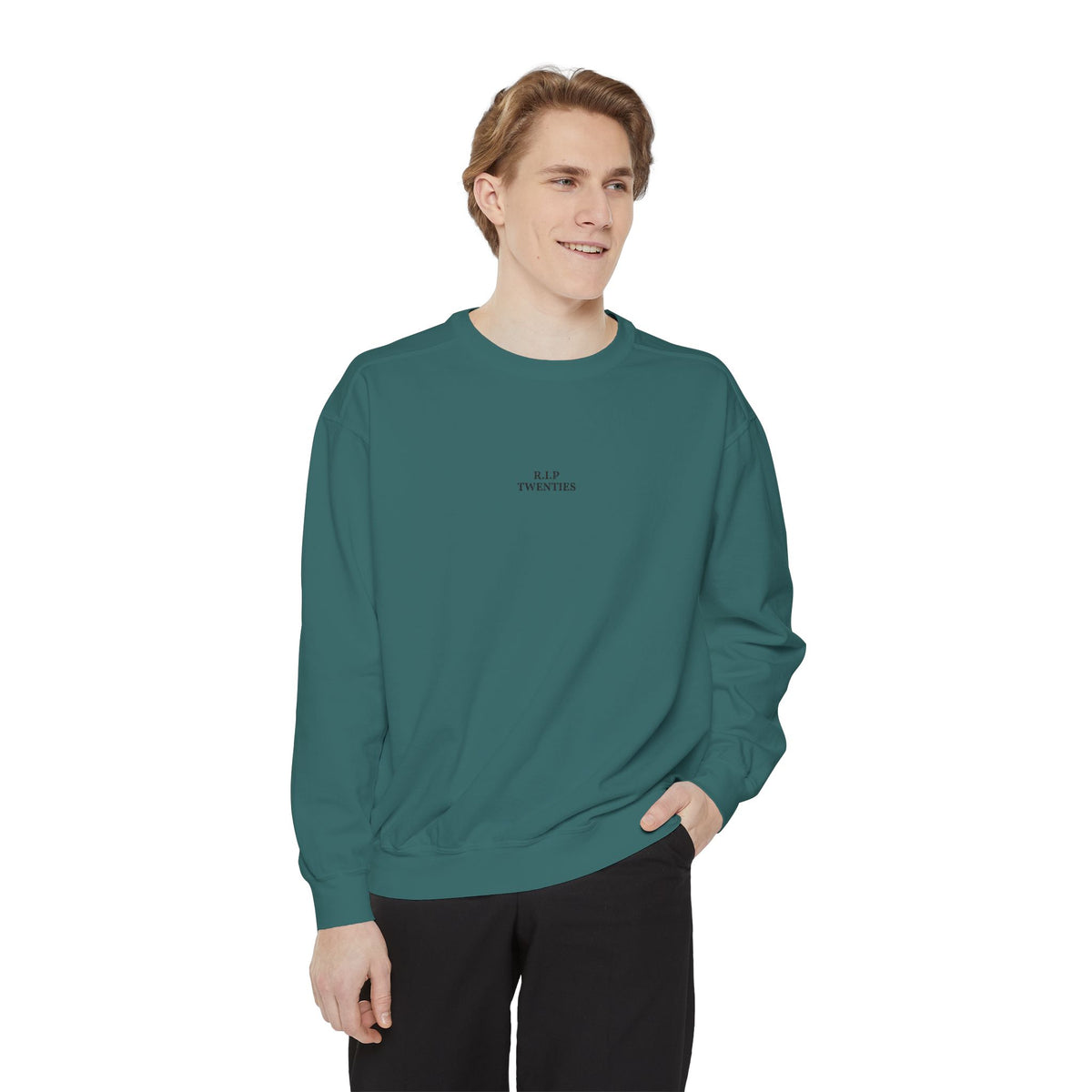 Minimalist "Be Kind" White Sweatshirt — Small Chest Text Crewneck