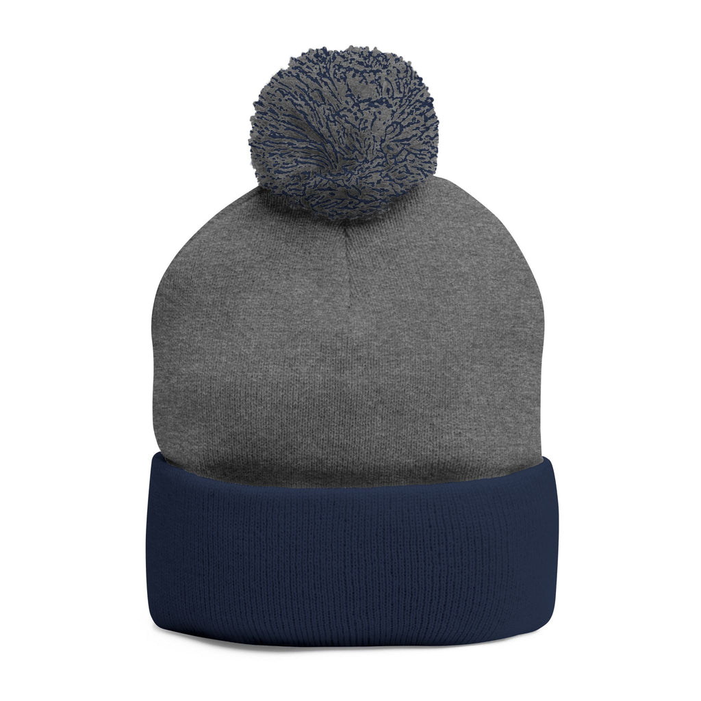 Embroidered Pom-Pom Knit Cap — 'Cupid' Orange Logo Beanie
