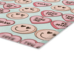 Valentine Conversation Hearts Glass Cutting Board — 'Love You / XOXO' Pattern