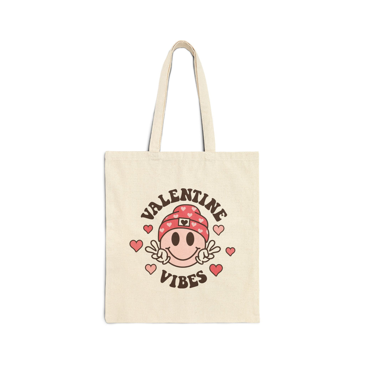 Valentine Vibes Tote Bag — Cute Heart Smile Canvas Shopper