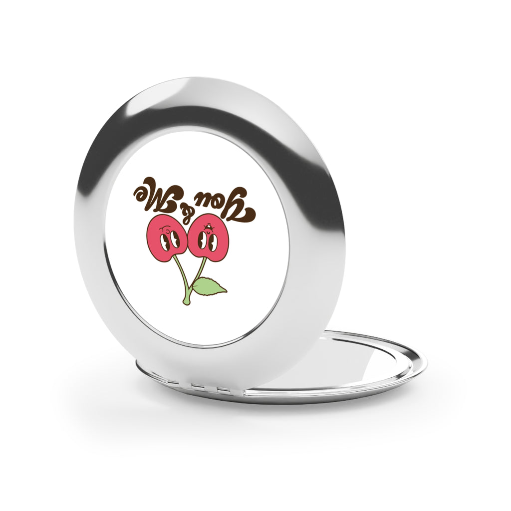 Compact Travel Mirror — Cute 'You & Me' Cherry Pocket Mirror
