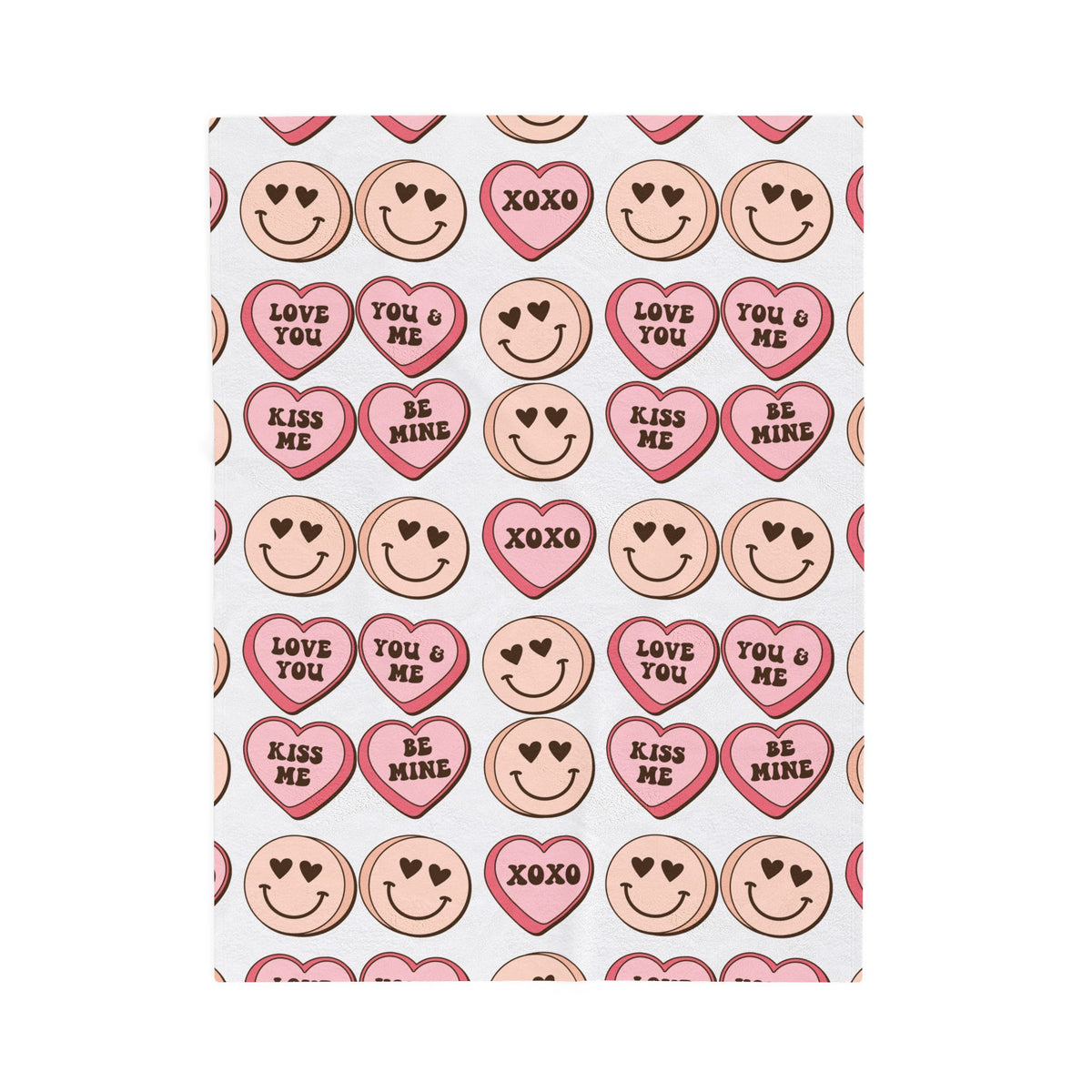 Valentine Candy Hearts Velveteen Plush Blanket