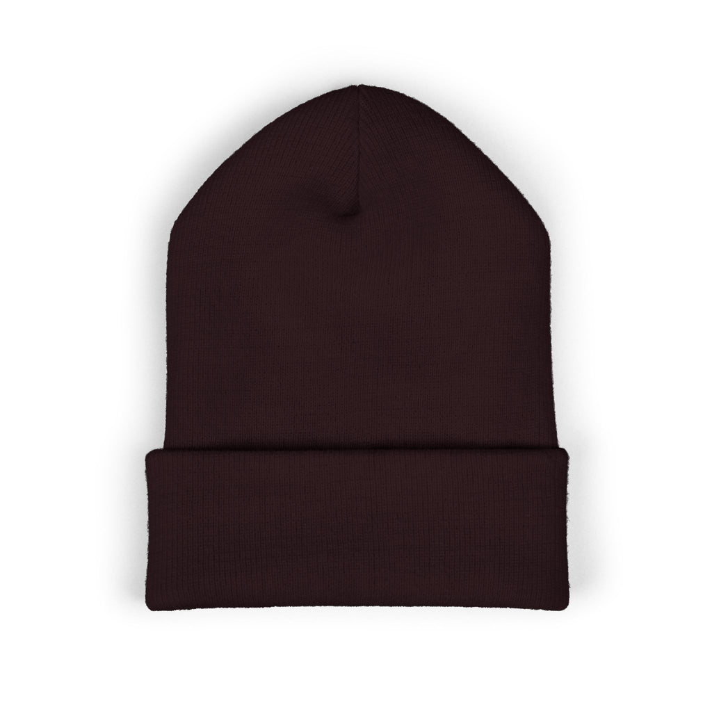 Embroidered Heart & Bat Cuffed Beanie — Cute Gothic Valentine Knit Hat