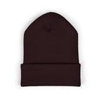 Embroidered Heart & Bat Cuffed Beanie — Cute Gothic Valentine Knit Hat