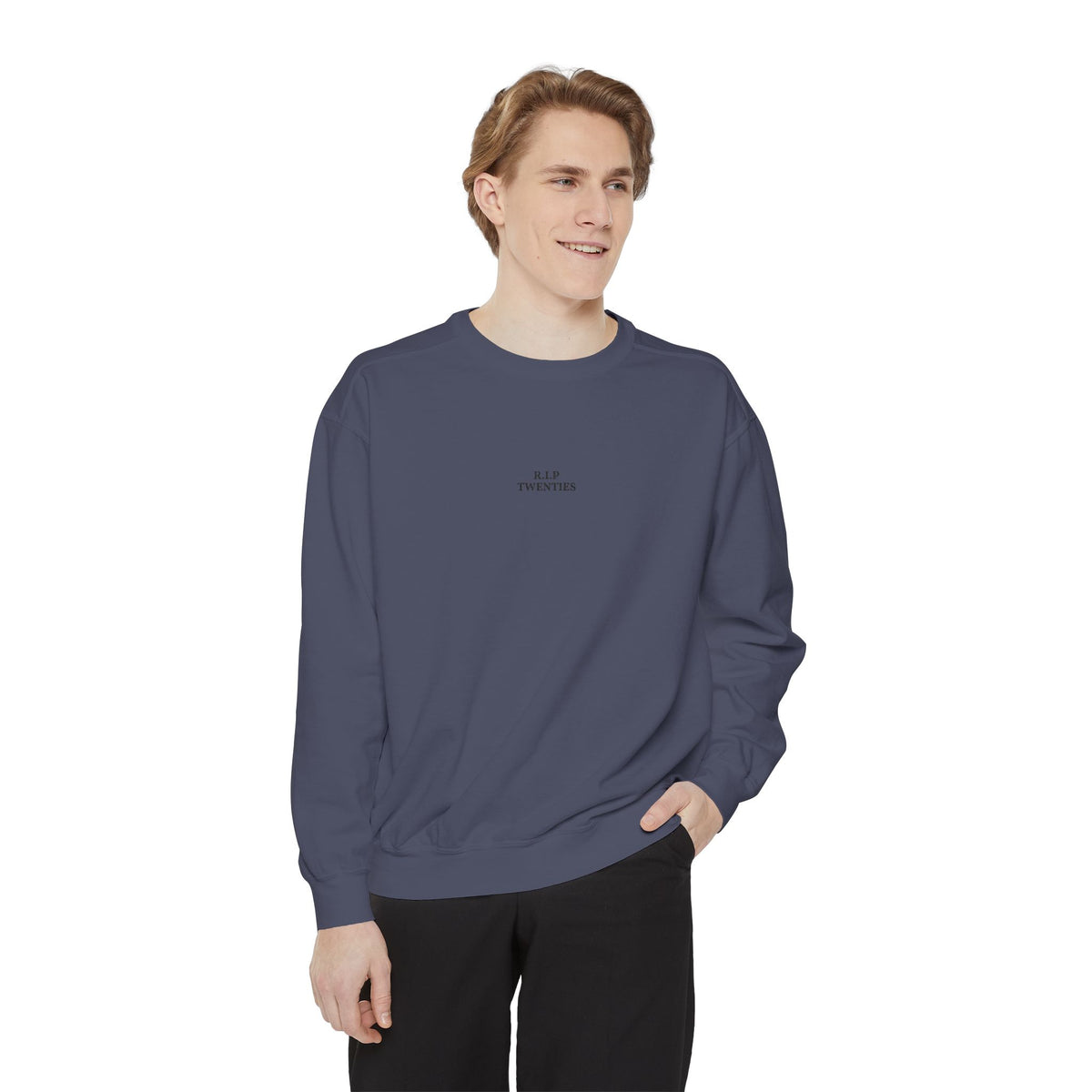 Minimalist "Be Kind" White Sweatshirt — Small Chest Text Crewneck