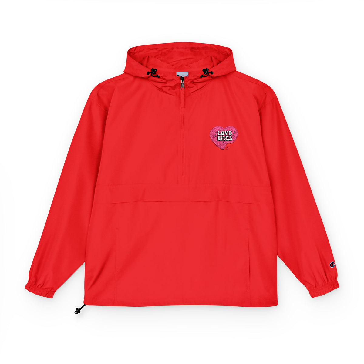 Packable Anorak Jacket — Orange Heart Sequin Patch