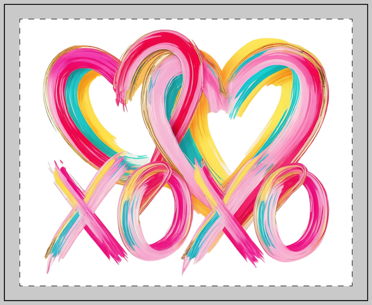 XOXO Hearts Glass Candle — 11oz Colorful Brushstroke Valentine Candle