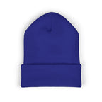 Embroidered Heart & Bat Cuffed Beanie — Cute Gothic Valentine Knit Hat