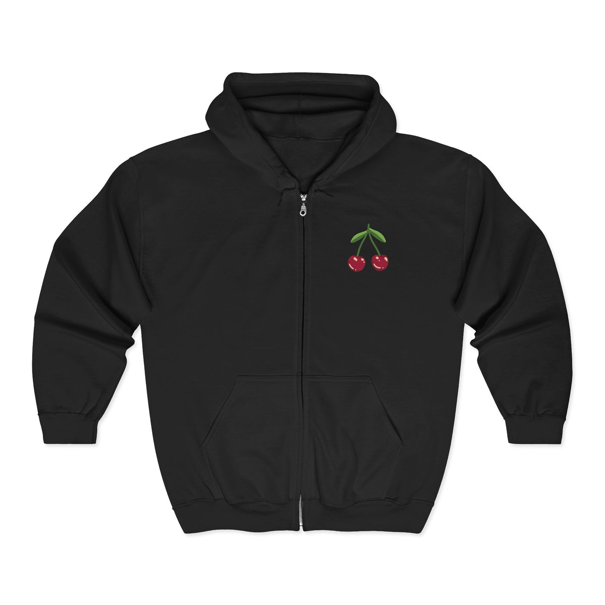 XOXO Script Zip Hoodie – Black Full‑Zip Sweatshirt with Bold Back Graphic
