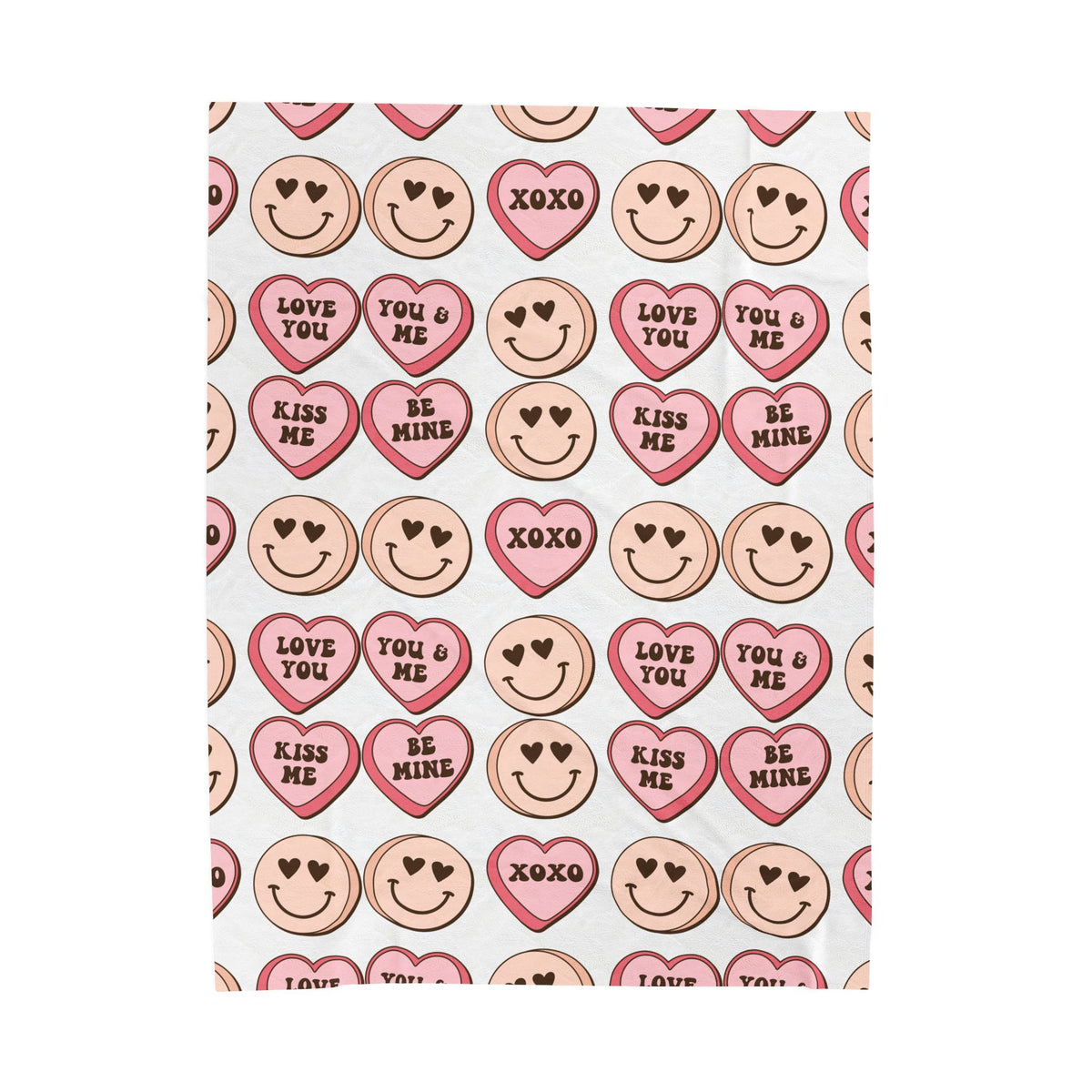 Valentine Candy Hearts Velveteen Plush Blanket