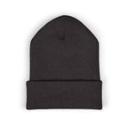 Embroidered Heart & Bat Cuffed Beanie — Cute Gothic Valentine Knit Hat
