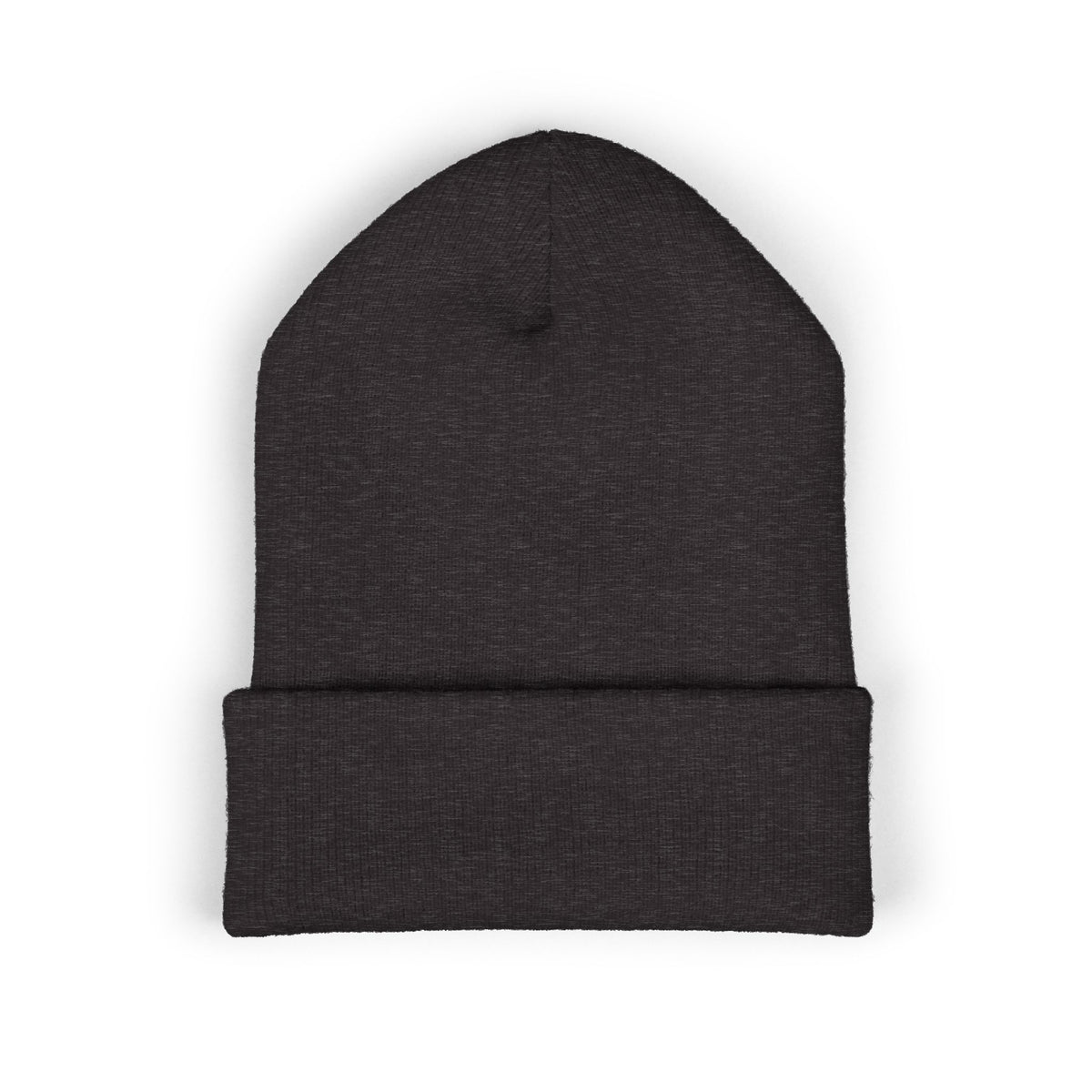 Embroidered Heart & Bat Cuffed Beanie — Cute Gothic Valentine Knit Hat