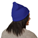Embroidered Heart & Bat Cuffed Beanie — Cute Gothic Valentine Knit Hat