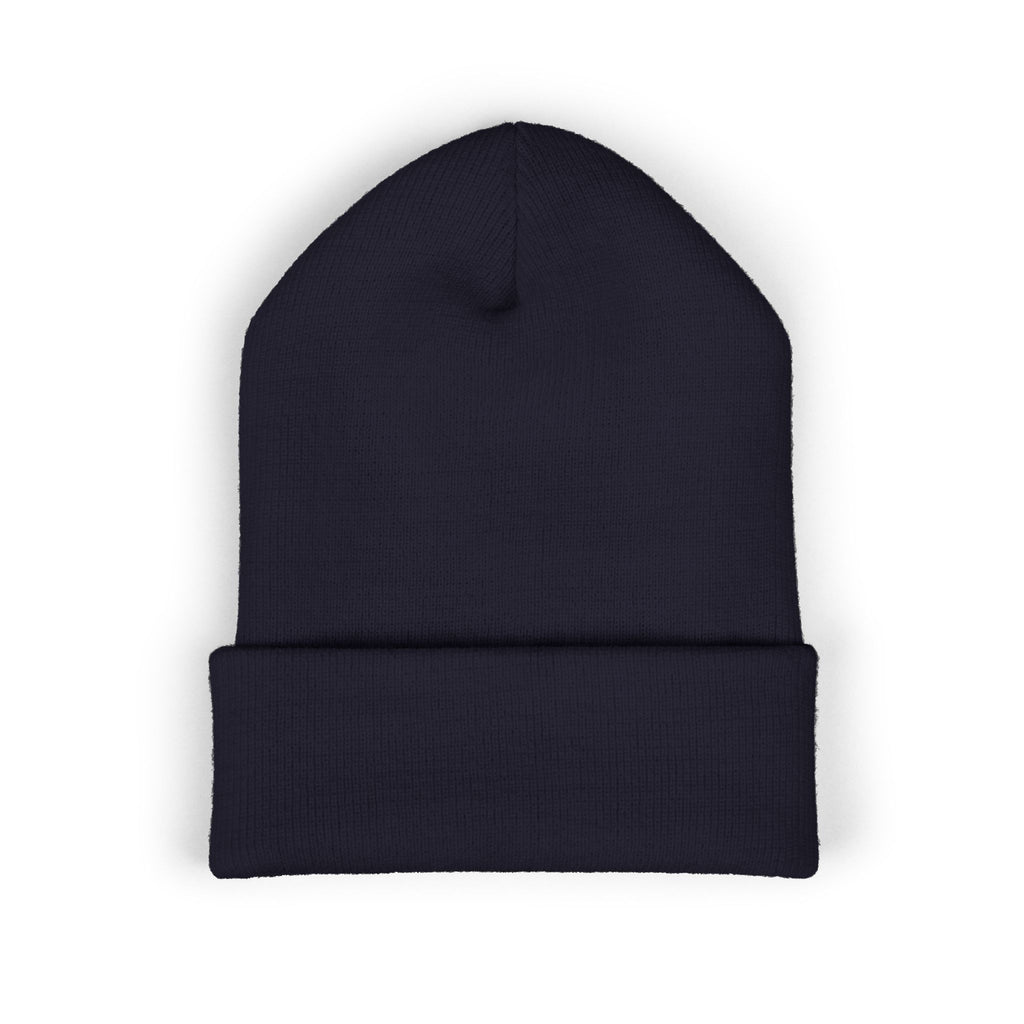Embroidered Heart & Bat Cuffed Beanie — Cute Gothic Valentine Knit Hat