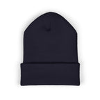 Embroidered Heart & Bat Cuffed Beanie — Cute Gothic Valentine Knit Hat