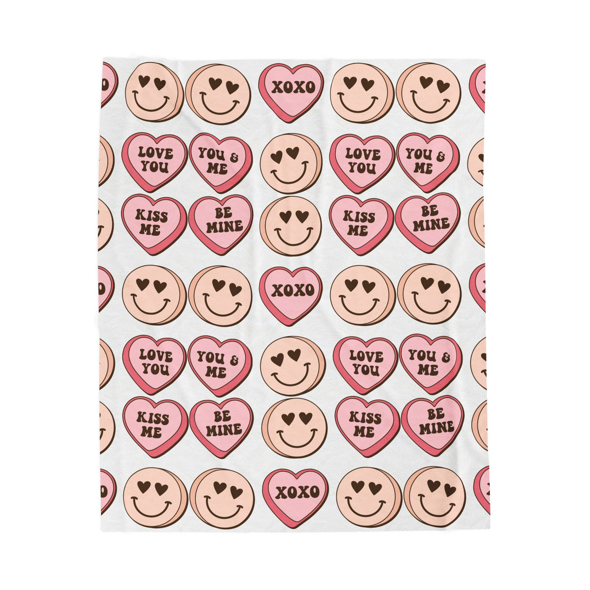 Valentine Candy Hearts Velveteen Plush Blanket