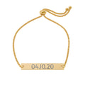 Engravable Date Bar Bracelet — Adjustable Personalized Gold/ Rose Gold