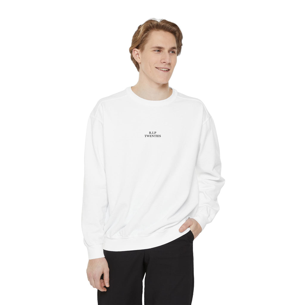 Minimalist "Be Kind" White Sweatshirt — Small Chest Text Crewneck