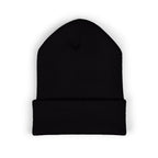 Embroidered Heart & Bat Cuffed Beanie — Cute Gothic Valentine Knit Hat