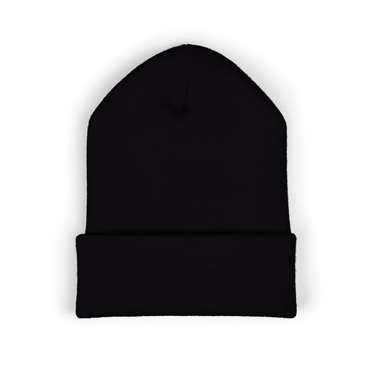 Embroidered Heart & Bat Cuffed Beanie — Cute Gothic Valentine Knit Hat