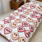 Valentine Candy Hearts Velveteen Plush Blanket