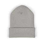 Embroidered Heart & Bat Cuffed Beanie — Cute Gothic Valentine Knit Hat