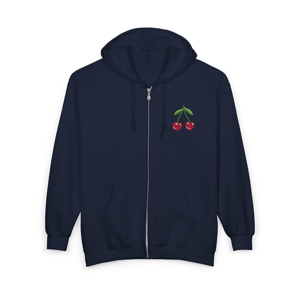 XOXO Script Zip Hoodie – Black Full‑Zip Sweatshirt with Bold Back Graphic