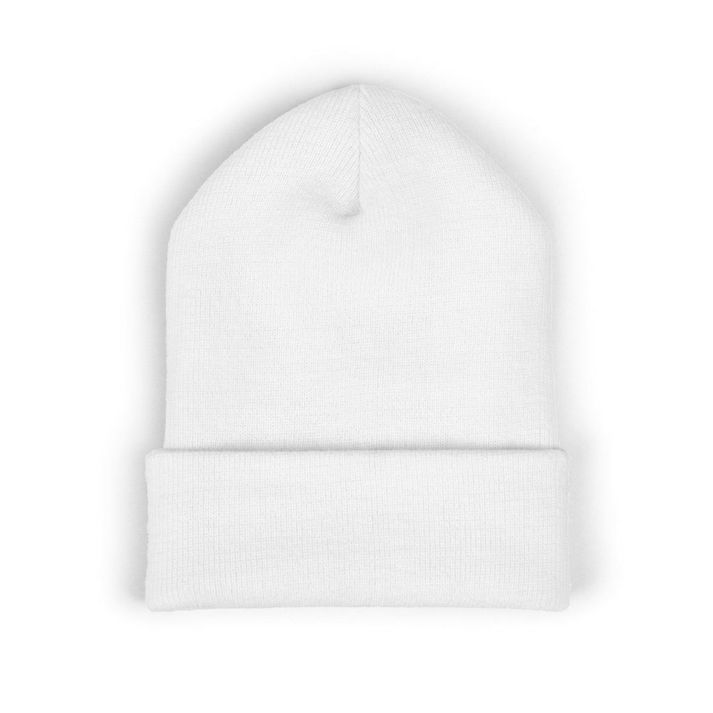 Embroidered Heart & Bat Cuffed Beanie — Cute Gothic Valentine Knit Hat